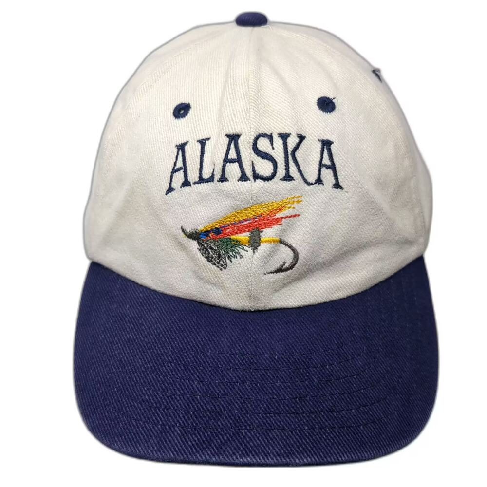 Arctic Circle Enterprises Alaska Fly Fishing Hat White Blue Baseball Cap OS